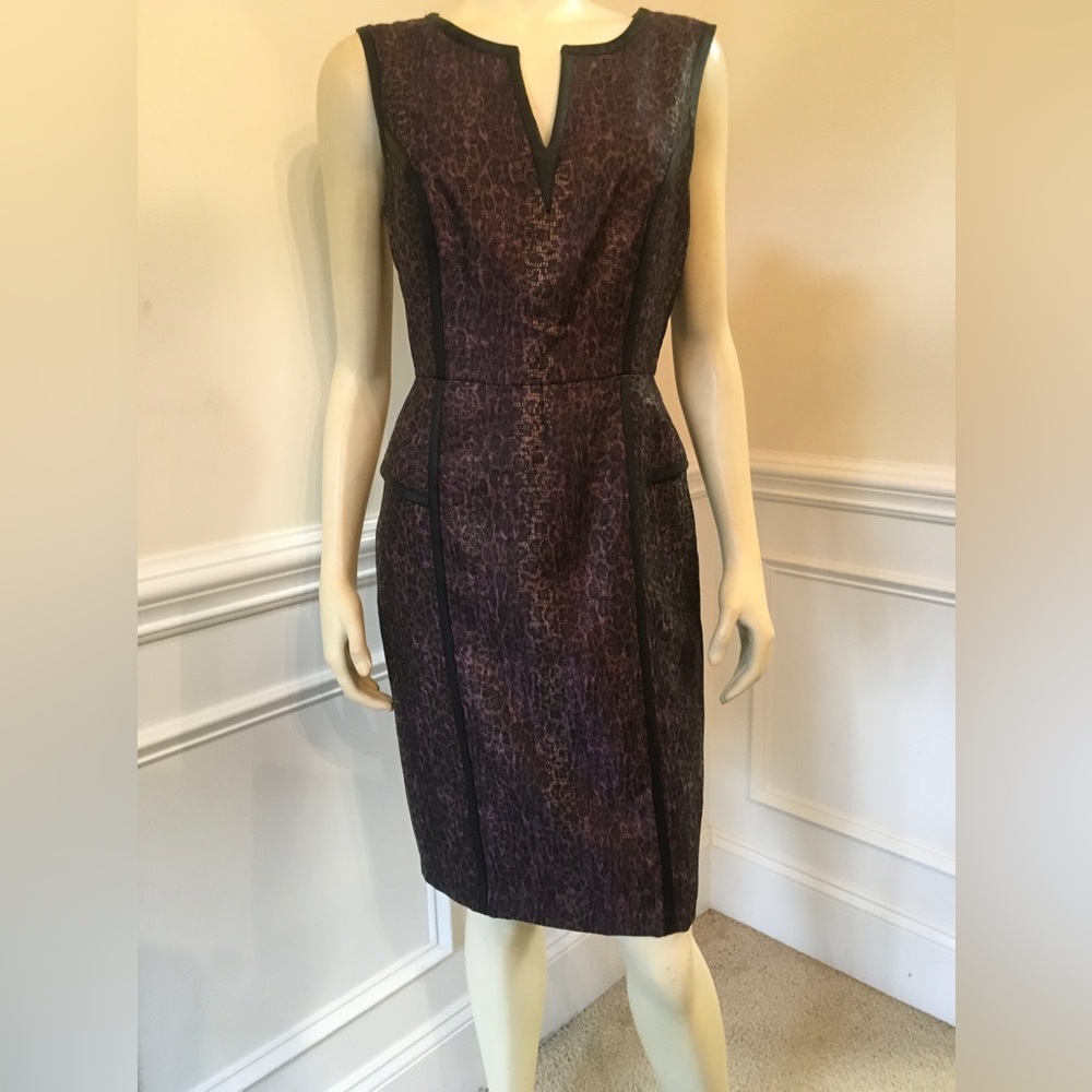Adrianna Papell WN SZ 8 Sleeveless Pencil Dress Brown/ Black NWT Fully Lined
